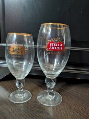 Stella artois beer chalice glass x2 barware